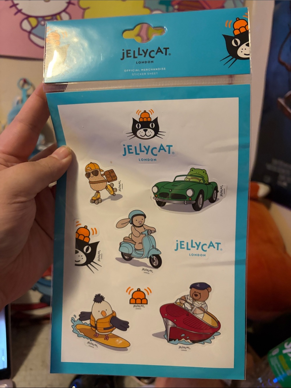 Jellycat Blue Cat & Vehicle Sticker Sheet